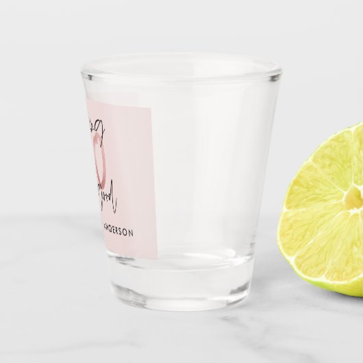 Meisroze glitter modern stijlvol 40ste verjaardag  shot glas (Rechts)