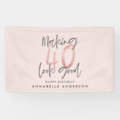Meisroze glitter modern stijlvol 40ste verjaardag spandoek (Horizontaal)