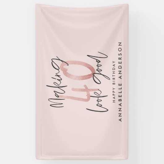 Meisroze glitter modern stijlvol 40ste verjaardag spandoek (Verticaal)