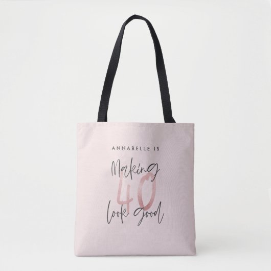 Meisroze glitter modern stijlvol 40ste verjaardag tote bag (Voorkant)