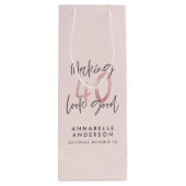 Meisroze glitter modern stijlvol 40ste verjaardag wijn cadeautas (Achterkant)