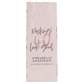 Meisroze glitter modern stijlvol 40ste verjaardag wijn cadeautas (Achterkant)