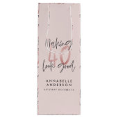 Meisroze glitter modern stijlvol 40ste verjaardag wijn cadeautas (Voorkant)