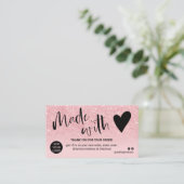 Meisroze glitter ombre bedankt dat je verliefd ben visitekaartje (Staand voorkant)