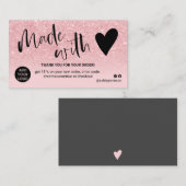 Meisroze glitter ombre bedankt dat je verliefd ben visitekaartje (Voorkant / Achterkant)