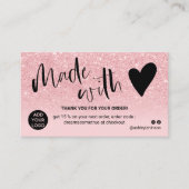 Meisroze glitter ombre bedankt dat je verliefd ben visitekaartje (Voorkant)