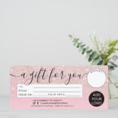 Meisroze glitter ombre gift certificate logo (Staand voorkant)