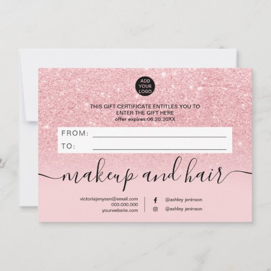 Meisroze glitter ombre sparkles certificate (Achterkant)