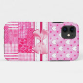 Meisroze harten en Polka Dots Cute Bow and Name Case-Mate iPhone Case (Achterkant (horizontaal))