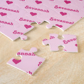 Meisroze herhalingsnaam en -hart legpuzzel (Zijkant)