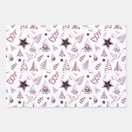 Meisroze kerstrode bomen inpakpapier vel (Voorkant 2)