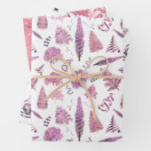 Meisroze kerstrode bomen inpakpapier vel (In situ)