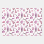 Meisroze kerstrode bomen inpakpapier vel (Voorkant)