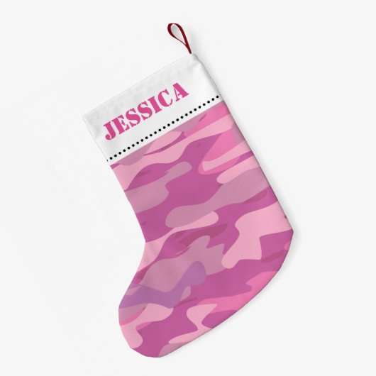 Meisroze legerkamouflage kerstbedekking kleine kerstsok (Achterkant (Hangend))