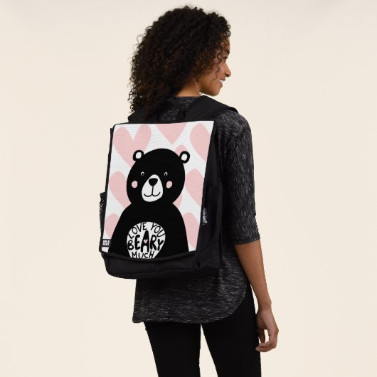Meisroze liefde je draagt veel Beer hartpatroon Rugtassen (Gedragen)
