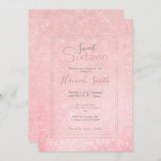 Meisroze luxedesign kaart (Voorkant / Achterkant)