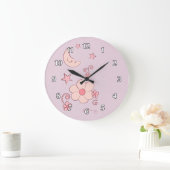 Meisroze maan en sterren grote klok (Huis)
