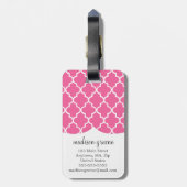 Meisroze Marokkaanse bannenstilstand gepersonalise Bagagelabel (Achterkant verticaal)