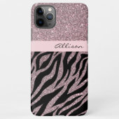 Meisroze, op naam van persoon Zebra Print Roos Gol iPhone Hoesje (Achterkant)