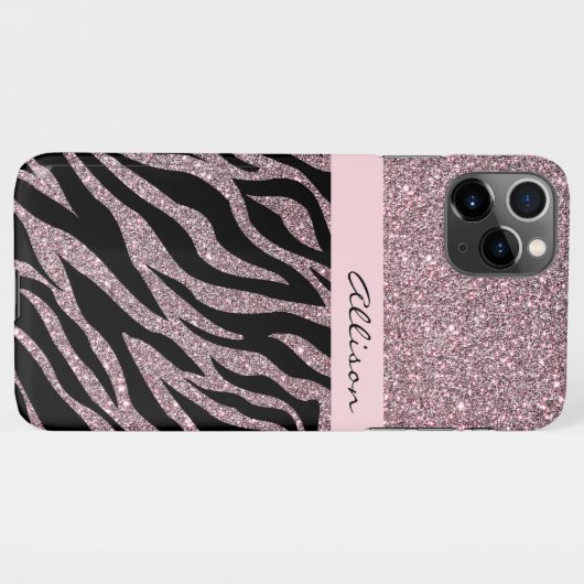 Meisroze, op naam van persoon Zebra Print Roos Gol iPhone Hoesje (Achterkant horizontaal)