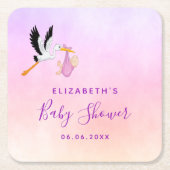 Meisroze paars roos goudhaver baby shower kartonnen onderzetters (Voorkant)