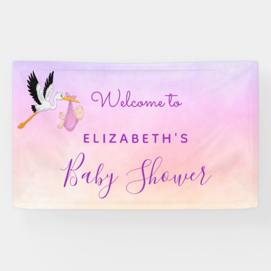 Meisroze paars roos goudhaver baby shower spandoek (Horizontaal)