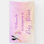 Meisroze paars roos goudhaver baby shower spandoek (Verticaal)