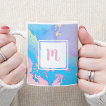 Meisroze paarse blauwe moderne monogram waterverf