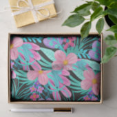 Meisroze Paarse Blauwgroen Waterverf bloemen Tissuepapier (Geschenk)