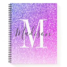 Meisroze Paarse Glitter Monogram Naam