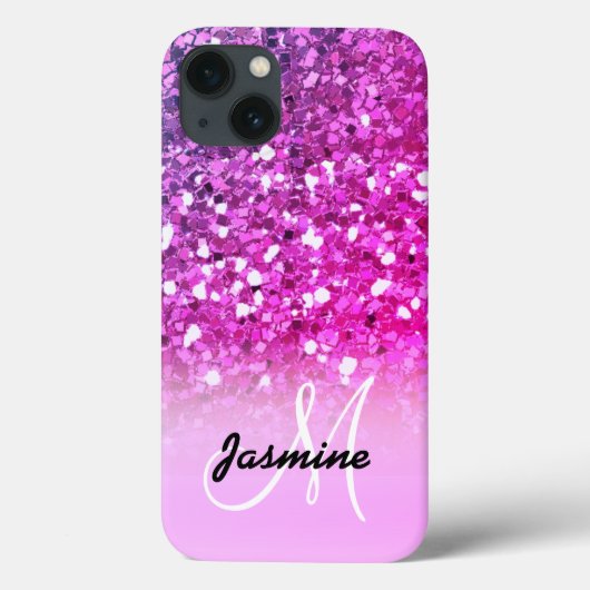 Meisroze Paarse glitter Sparkle Name Case-Mate iPhone Case (Achterkant)