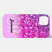 Meisroze Paarse glitter Sparkle Name Case-Mate iPhone Case (Achterkant (horizontaal))