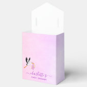 Meisroze paarse roos goudooievaar baby shower bedankdoosjes (Geopend)