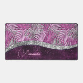 Meisroze paarse zilverglitter vertrekt monogram bureaumat (Voorkant)