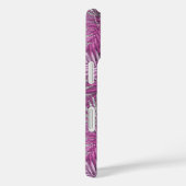 Meisroze paarse zilverglitter vertrekt monogram Case-Mate iPhone case (Achterkant / Rechts)