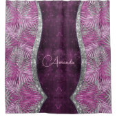 Meisroze paarse zilverglitter vertrekt monogram douchegordijn (Voorkant)