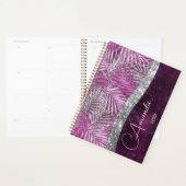 Meisroze paarse zilverglitter vertrekt monogram planner (Display)