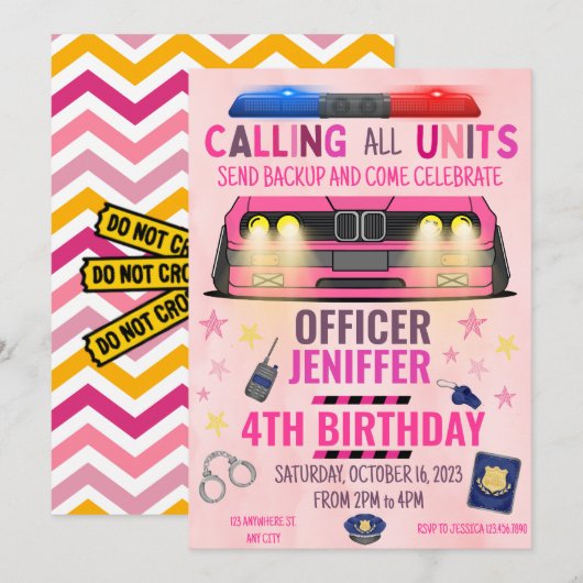 Meisroze politie kaart (Voorkant / Achterkant)