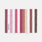 Meisroze rode horizontale strepen met naam fleece deken (Voorkant (Horizontaal))