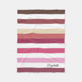 Meisroze rode horizontale strepen met naam fleece deken (Voorkant)