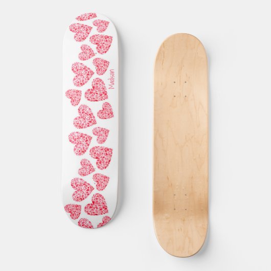Meisroze roze roze moderne liefde geeft aangepaste persoonlijk skateboard (Voorkant)