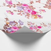 Meisroze roze roze roze goudkleurige  bloem cadeaupapier (Hoek)