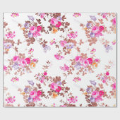 Meisroze roze roze roze goudkleurige  bloem cadeaupapier (Vlak)