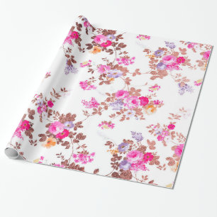 Meisroze roze roze roze goudkleurige  bloem cadeaupapier