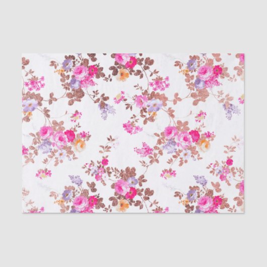 Meisroze roze roze roze goudkleurige flora tissuepapier (Voorkant)