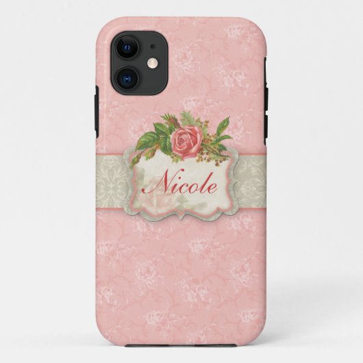 Meisroze rozen gepersonaliseerd Case-Mate iPhone case (Achterkant)