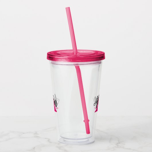 Meisroze script - Aangepast monogram  Acryl Drinkbeker (Links)