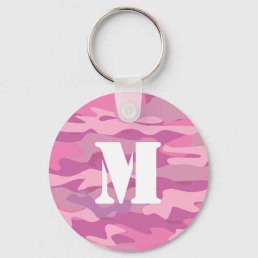 Meisroze sleutelhanger camouflagemonogram (Voorkant)