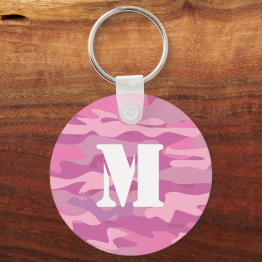 Meisroze sleutelhanger camouflagemonogram (Voorkant)