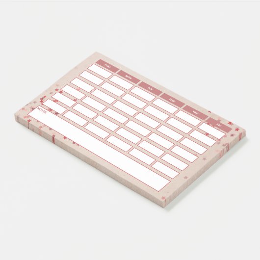 Meisroze Stars Weekly School Tijdschema Post-it® Notes (Schuin)